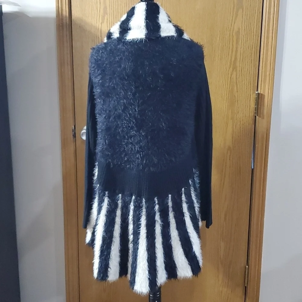 Milano wool blend eyelash fringe open front waterfall cardigan SHARP